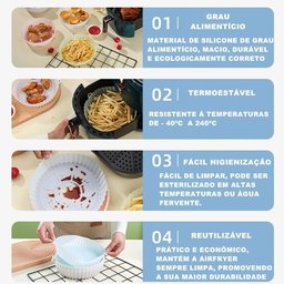 Forma Bandeja de Silicone Flexível Protetora Reutilizável Antiaderente para Fritadeira Elétrica Air  - 7