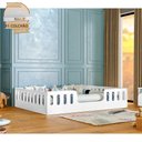 Ver imagem 3 de Cama Casal Infantil Helo com Kit D28 para Quarto Infantil e Design Funcional em Mdf Premium - Branco