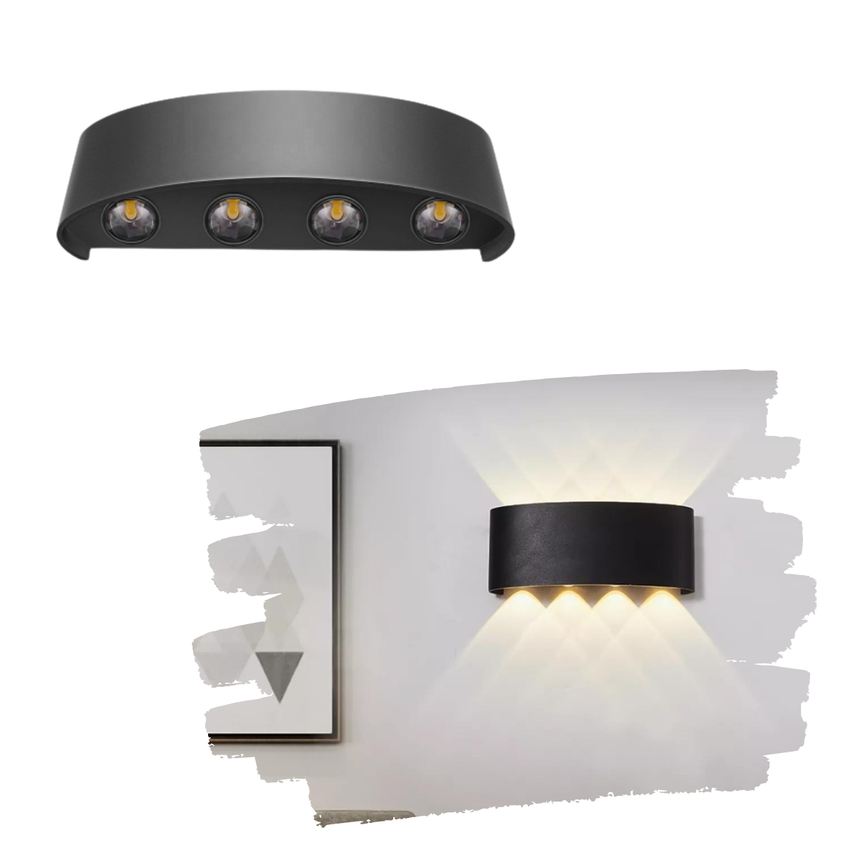 Luminária Balizador Arandela Sobrepor SMD LED 12W Branco Quente Com 8 Fachos De Luz Com Direção Para