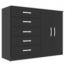 Ver imagem 2 de Cômoda 2 Portas 5 Gavetas Preto Cp25 - Evidencia Móveis