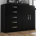 Ver imagem 1 de Cômoda 2 Portas 5 Gavetas Preto Cp25 - Evidencia Móveis