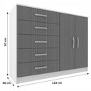 Ver imagem 4 de Cômoda 2 Portas 5 Gavetas Preto Cp25 - Evidencia Móveis