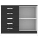 Ver imagem 3 de Cômoda 2 Portas 5 Gavetas Preto Cp25 - Evidencia Móveis
