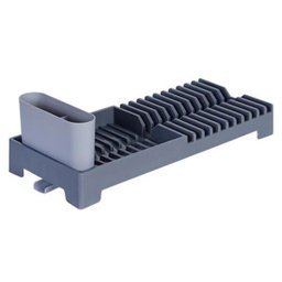 Escorredor para louca com porta talheres em plastico L46,5xP18xA13,5cm cor cinza - 1