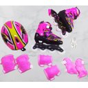 Ver imagem 2 de Patins Rosa Roda Inline Led Kit Completo Tigre Veloz 39/42