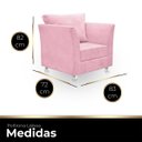 Ver imagem 3 de 01 Poltrona Lisboa Suede Rosa Bebe - Pandora Decor