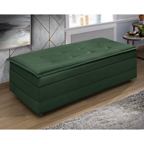 Puff Recamier Casal Verde que Vira Cama Casal Estofado D23 para Quarto Sala