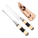 Ver imagem 1 de Conjunto Artesanal Faca com Chaira Inox 6 Polegadas Cabo Osso e Chifre - Cutelaria Chef