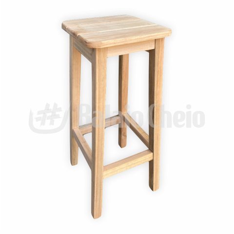Banco Alto 70cm Madeira Maciça Quadrado