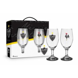 Conjunto 2 Taças Windsor Times Atlético Mineiro Galo Presente Brasfoot - 1