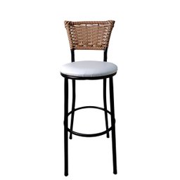 Kit 4 Banquetas Alta Encosto Junco Fendi Assento Branco - 2 Kit 4 Banquetas Alta Encosto Junco Fendi Assento Branco - 2