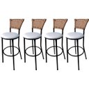 Ver imagem 1 de Kit 4 Banquetas Alta Encosto Junco Fendi Assento Branco