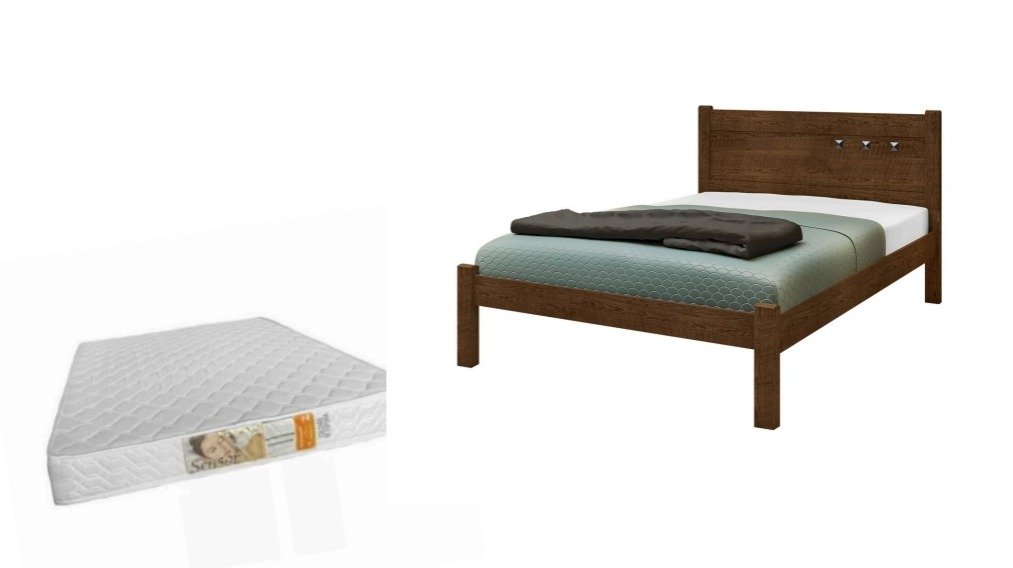 Cama Casal com Colchão D33 138x188x12 Framar Paola Malbec