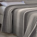 Ver imagem 4 de Kit Cobre Leito Solteiro Com Fronha 2 Peças Tecido Piquet Algodão Listrado Preto e Palha