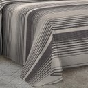 Ver imagem 5 de Kit Cobre Leito Solteiro Com Fronha 2 Peças Tecido Piquet Algodão Listrado Preto e Palha