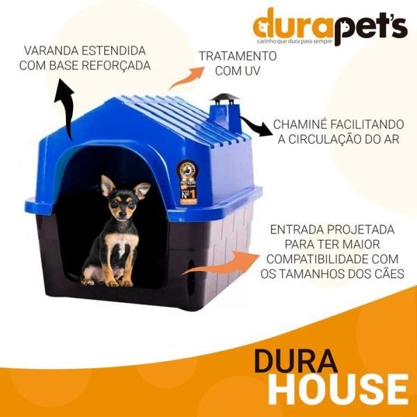 Casa Casinha De Cachorro DuraHouse Pequeno Porte Plástica UV N:01 Cor;Azul - 5