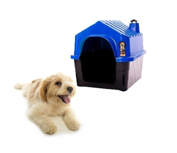 Casa Casinha De Cachorro DuraHouse Pequeno Porte Plástica UV N:01 Cor;Azul - 7