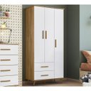 Ver imagem 2 de Guarda-Roupa Infantil Retro 3 Portas Lunare 8900 Nature Branco Peternella