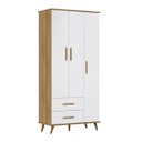 Ver imagem 1 de Guarda-Roupa Infantil Retro 3 Portas Lunare 8900 Nature Branco Peternella