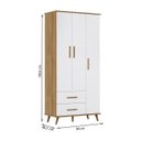 Ver imagem 4 de Guarda-Roupa Infantil Retro 3 Portas Lunare 8900 Nature Branco Peternella