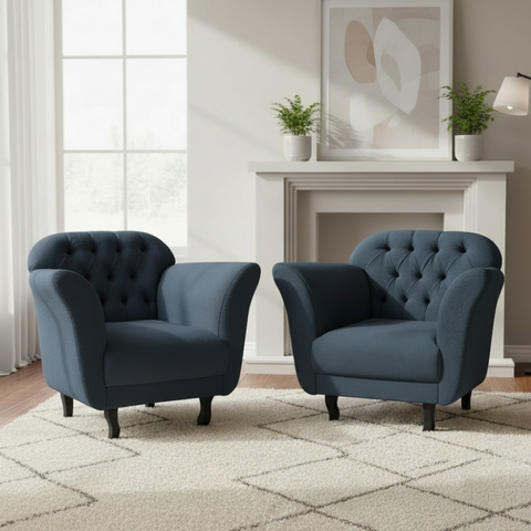 Kit 2 Poltronas Decorativa Dália Bouclé Cinza
