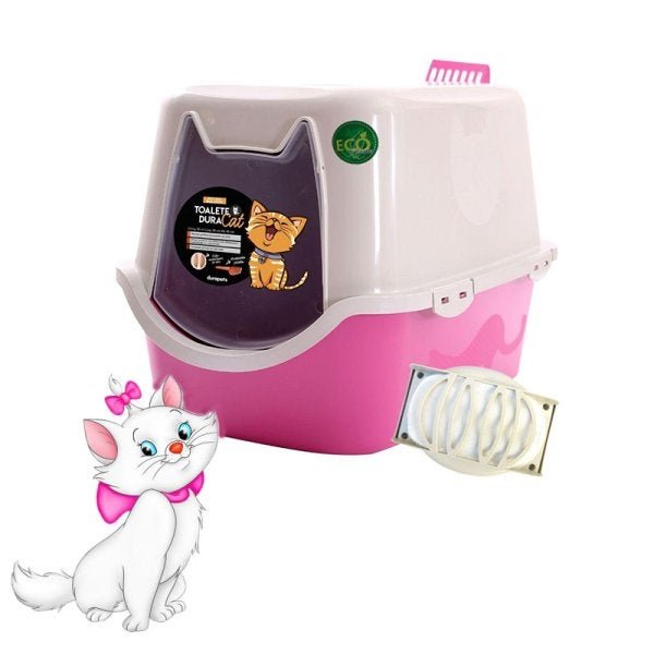 Banheiro Toalete Para Gatos Caixa de Areia Fechada Privada Durapets:Rosa - 4
