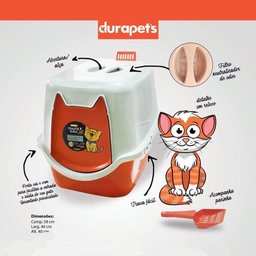 Banheiro Toalete Para Gatos Caixa de Areia Fechada Privada Durapets Cor:Laranja - 8