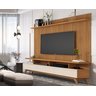 Painel Classic Frisado 1.8 + Rack Vivare Wood 1.8 p/ TV até 75'' Nature/Off White - Giga Móveis - 1