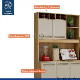 Armário de Cozinha Granada 6 Portas 3 Gavetas Valdemóveis:Cinamomo/Off - 3