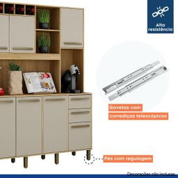 Armário de Cozinha Granada 6 Portas 3 Gavetas Valdemóveis:Cinamomo/Off - 2