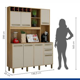 Armário de Cozinha Granada 6 Portas 3 Gavetas Valdemóveis:Cinamomo/Off - 5