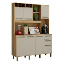 Armário de Cozinha Granada 6 Portas 3 Gavetas Valdemóveis:Cinamomo/Off - 6