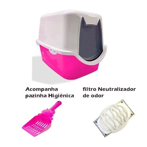 Caixa De Areia Para Gatos Banheiro Toalete Privado Durapets Cor:Rosa - 7