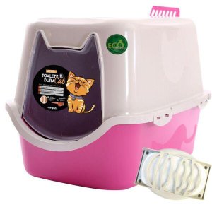 Caixa De Areia Para Gatos Banheiro Toalete Privado Durapets Cor:Rosa