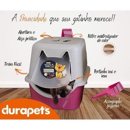 banheiro Para Gatos Toalete Caixa De Areia Fechada Lançamento Da Durapets Cor:Rosa - 3