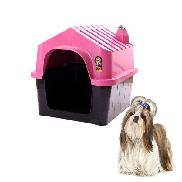 Casa Casinha Para Cachorro Com Chaminé Tamanho Média Desmontável N:03 Lançamento:Rosa