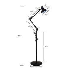 Luminária Abajur pedestal Articulada Chão Metal Lustre Coluna 1,90m - 1