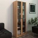 Ver imagem 2 de Armario Para Escritorio 2 Portas De Vidro ME4115 Amendoa Tecno Mobili