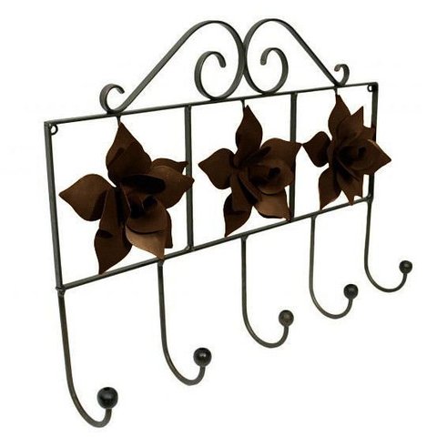 Cabide Porta Toalha de Rosto de Ferro para Banheiro Rustico Colonial Libertas Rosas Artesanato Verni