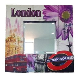 Espelho com Moldura Temática Londres Quarto Sala Hall 60x60 - Vidro - 1