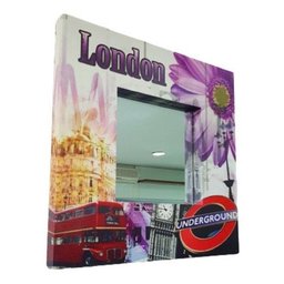 Espelho com Moldura Temática Londres Quarto Sala Hall 60x60 - Vidro - 2