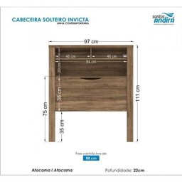 Cabeceira Solteiro com Baú Invicta Santos Andirá - 3