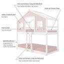 Ver imagem 3 de Beliche Montessori Solteiro Casinha Dos Sonhos Madeira Maciça Rosa Branco Megamobília