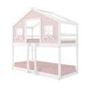 Ver imagem 2 de Beliche Montessori Solteiro Casinha Dos Sonhos Madeira Maciça Rosa Branco Megamobília