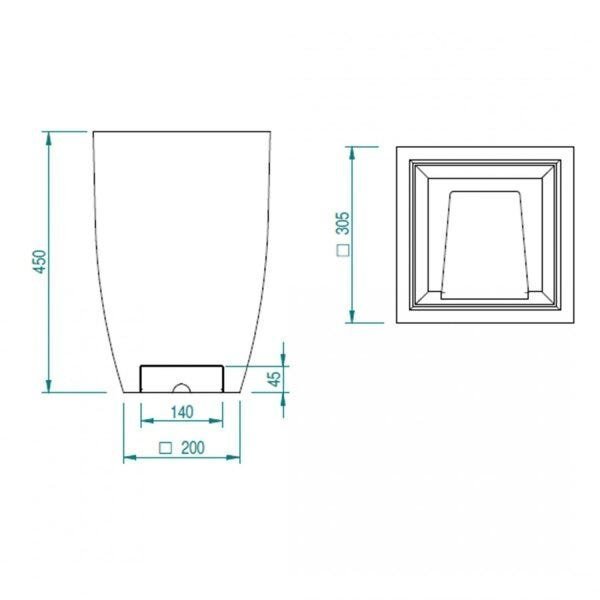 Vaso Quadrado com Reservatório Água Moderno Duo 30 Japi - 3