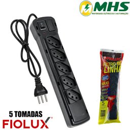 Filtro de Linha Régua 5 Tomadas Fiolux Bivolt com Proteção 5 Tomadas Abs - 3