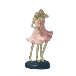 Estatueta Decorativa Dupla de Irmãs em Gesso Colorida - 1