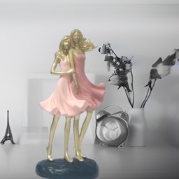 Estatueta Decorativa Dupla de Irmãs em Gesso Colorida - 3