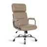 Cadeira de Escritório Presidente Cromada Premium:Beige - 1