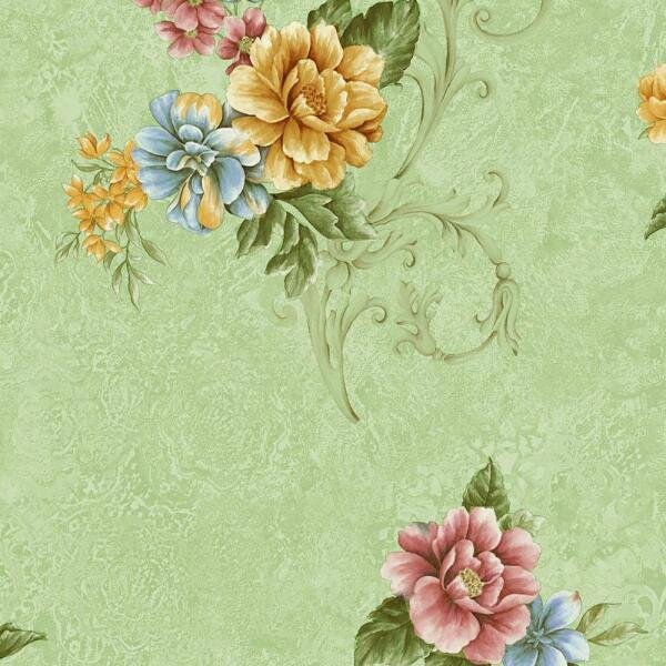 Papel de Parede Floral Verde Claro e Colorido - 10 metros | 702302